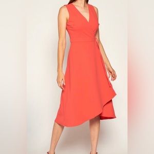 NWT DKNY orange wrap midi dress